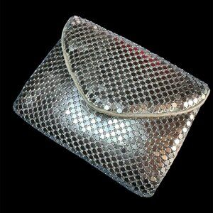 Silver small clutch bag with chain